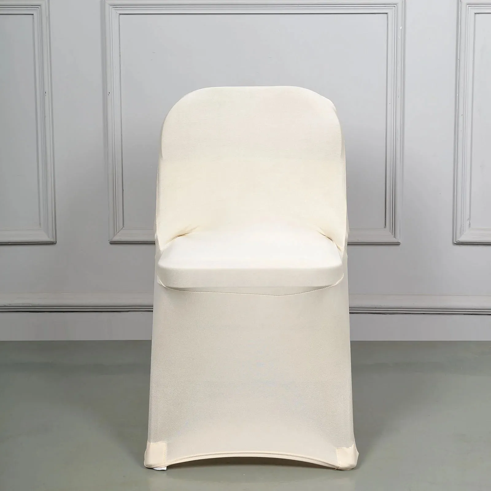 10 Pack Beige Spandex Folding Slip On Chair Covers, Stretch Fitted Chair Covers - 160 GSM