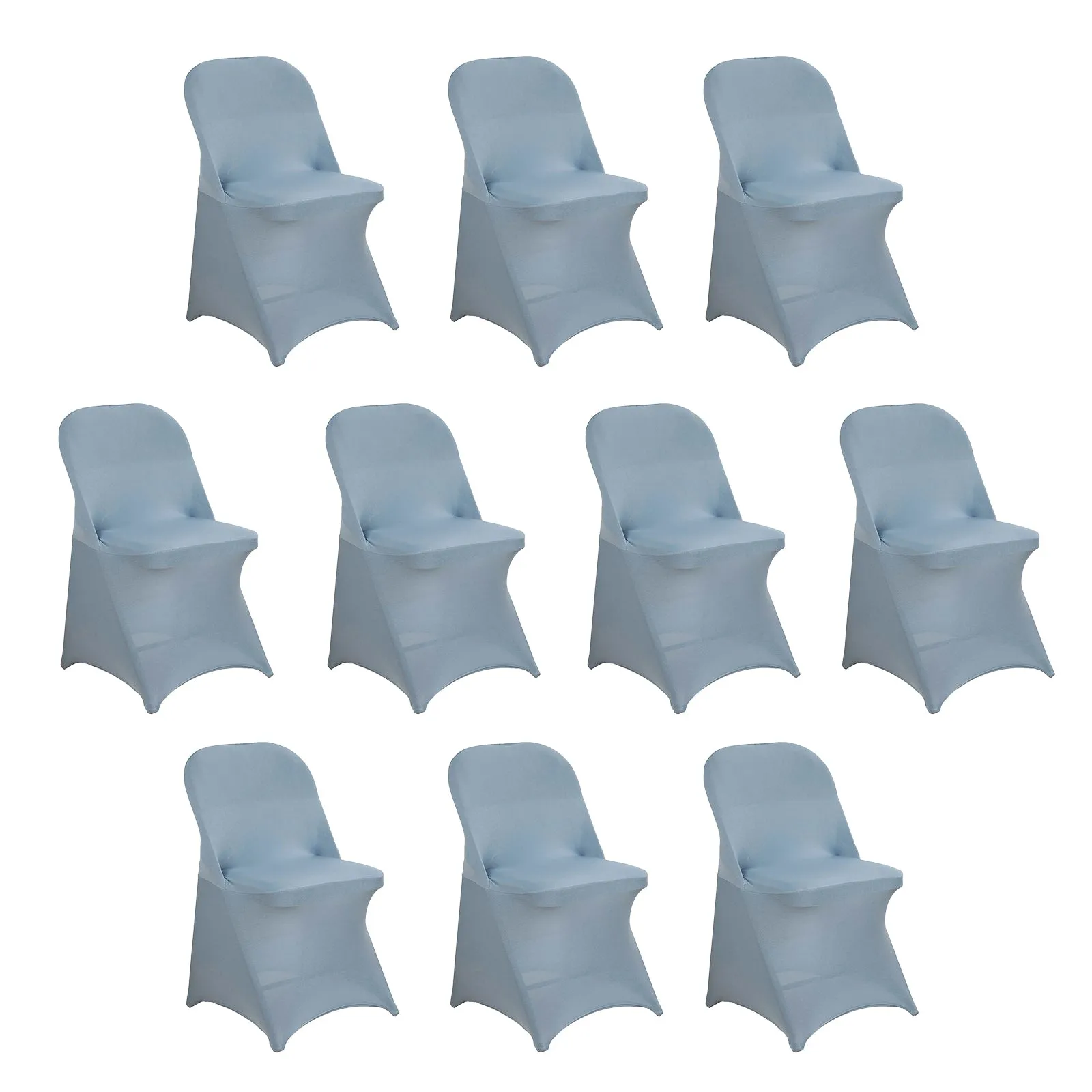 10 Pack Dusty Blue Spandex Folding Slip On Chair Covers, Stretch Fitted Chair Covers - 160 GSM