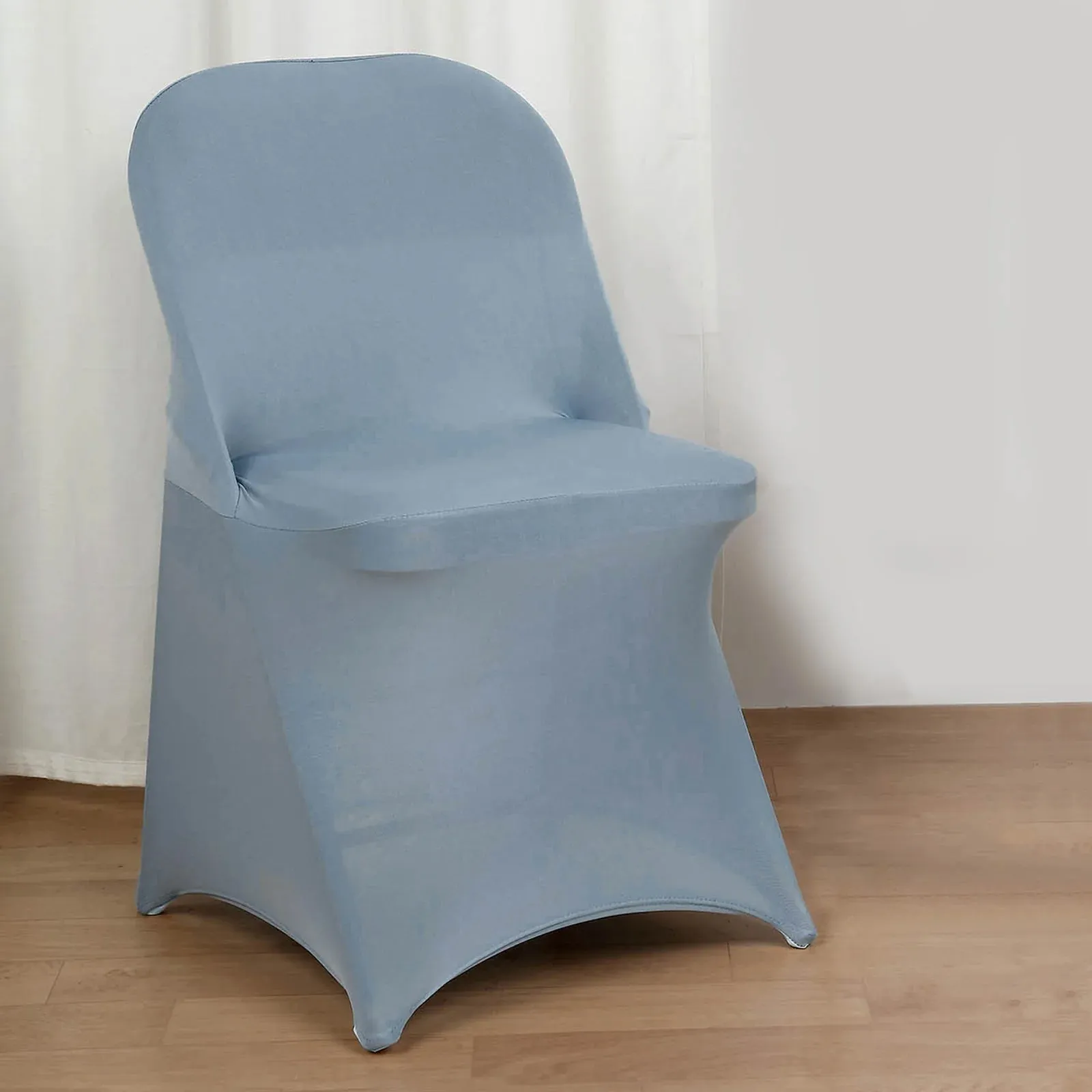 10 Pack Dusty Blue Spandex Folding Slip On Chair Covers, Stretch Fitted Chair Covers - 160 GSM