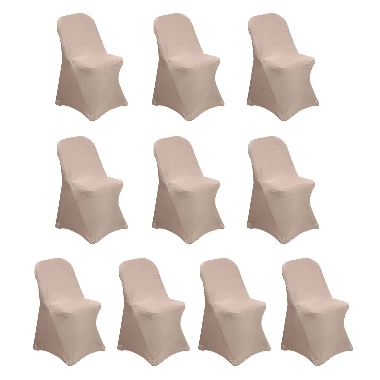 10 Pack Nude Spandex Folding Slip On Chair Covers, Stretch Fitted Chair Covers - 160 GSM