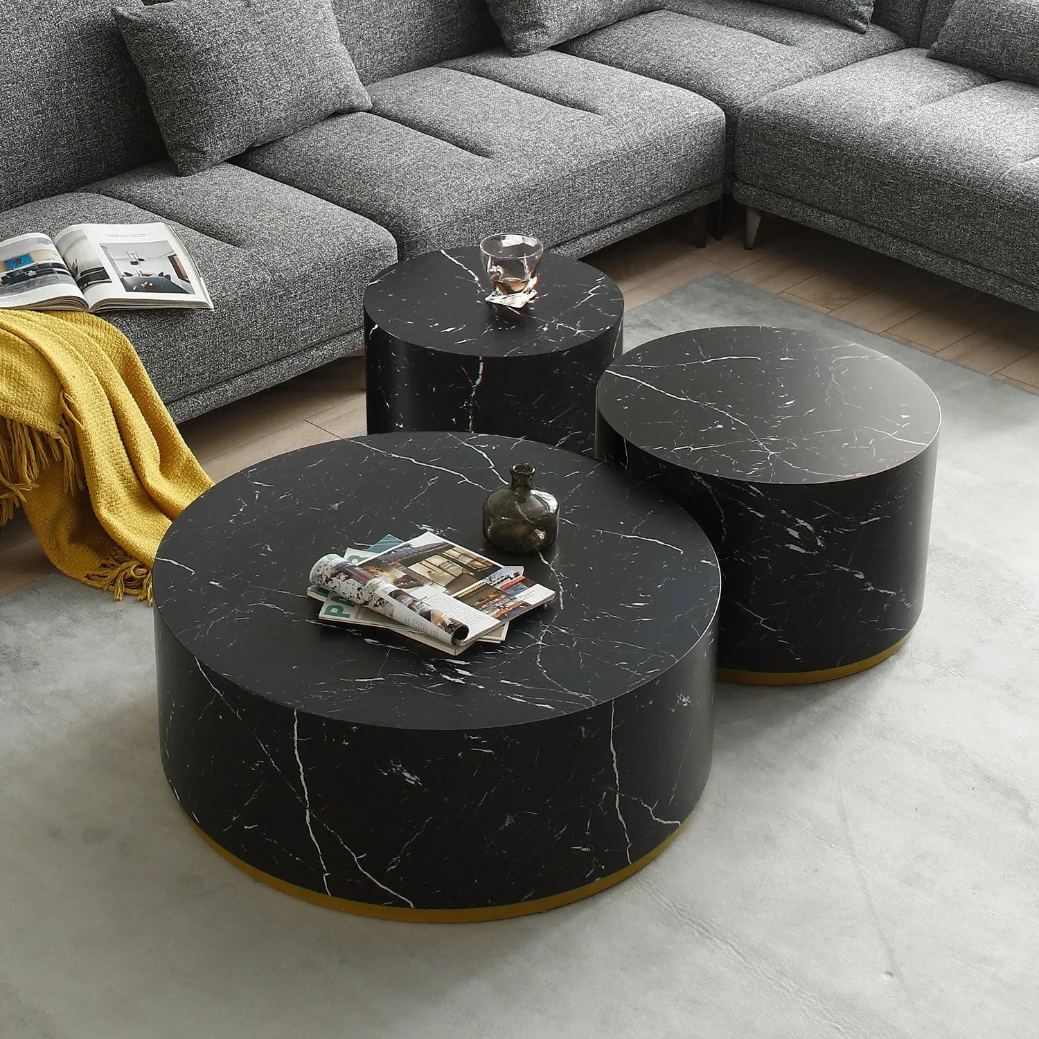 15.75" Modern Round Black Side Table - Fully Assembled