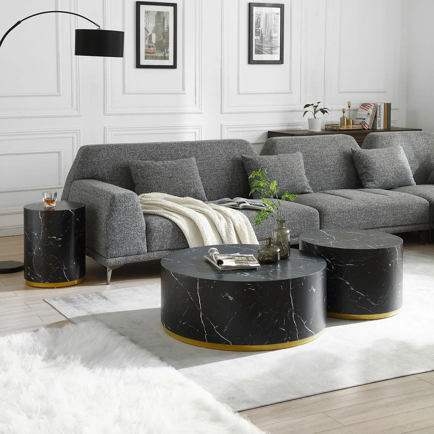 15.75" Modern Round Black Side Table - Fully Assembled