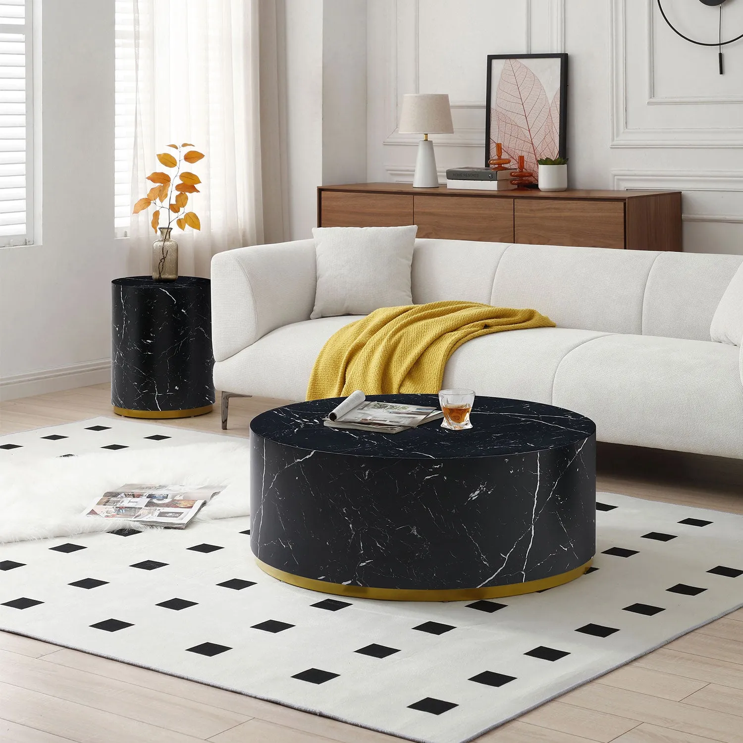 15.75" Modern Round Black Side Table - Fully Assembled