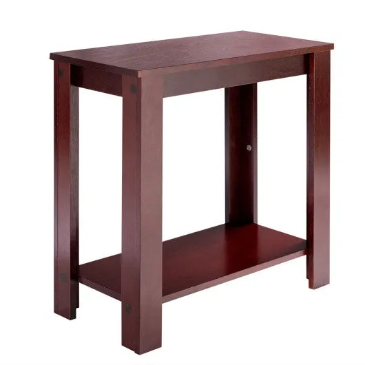 2-Tier Modern Compact End Table with Storage Shelf-Espresso