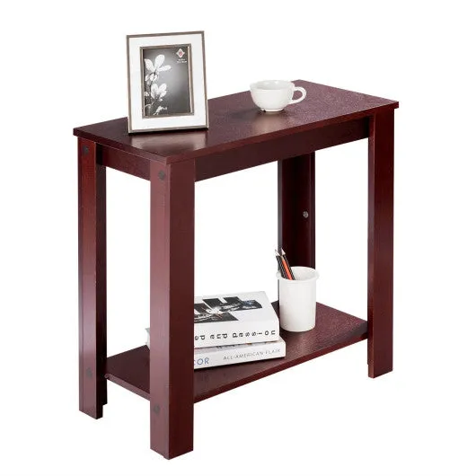 2-Tier Modern Compact End Table with Storage Shelf-Espresso