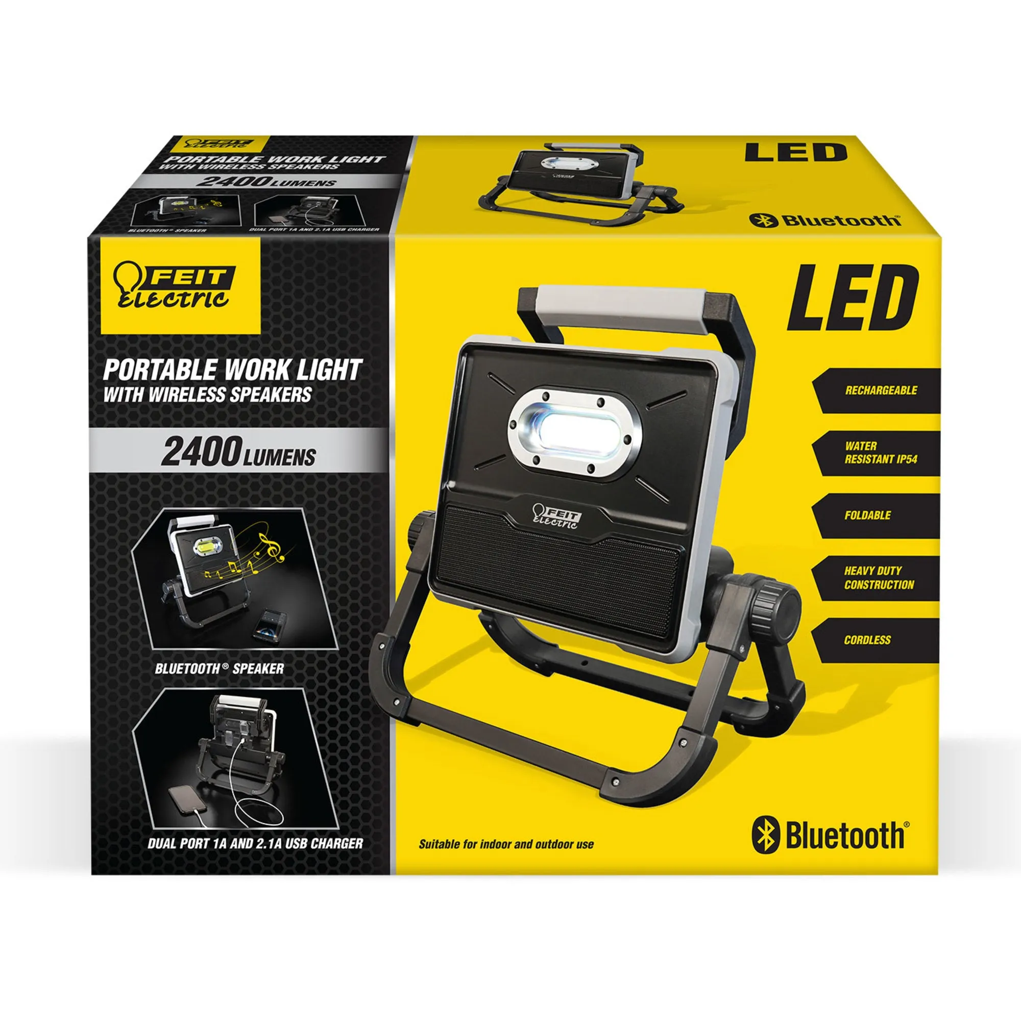 2400 Lumens Portable LED Work Light with Bluetooth Speaker