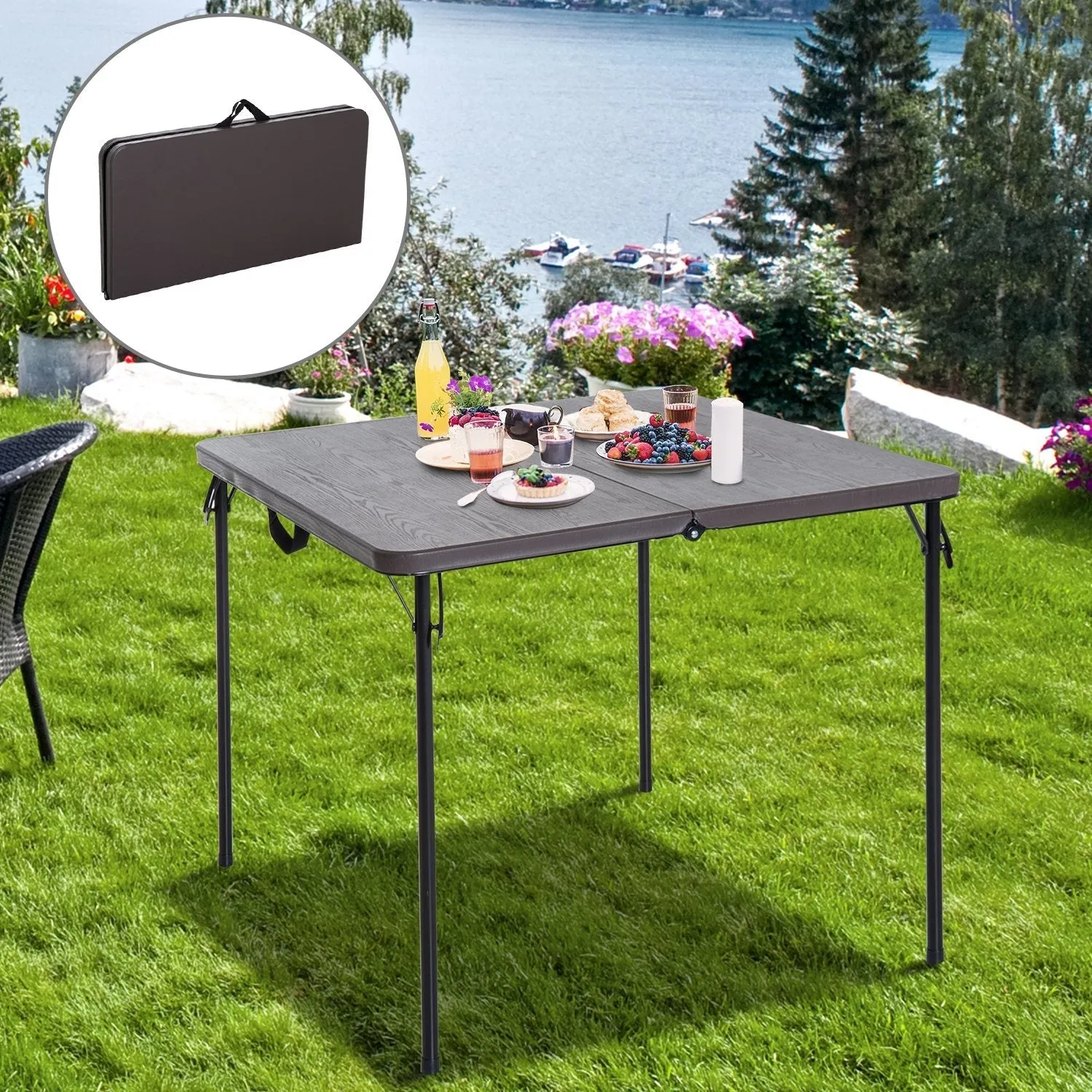 2.8FT Metal Portable Picnic Table Outdoor Furniture