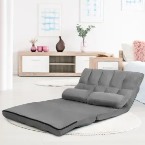 6-Position Foldable Floor Sofa Bed with Detachable Cloth Cover-Gray