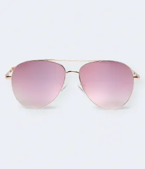 Aeropostale Aviator Sunglasses with Colored Lenses, Pink