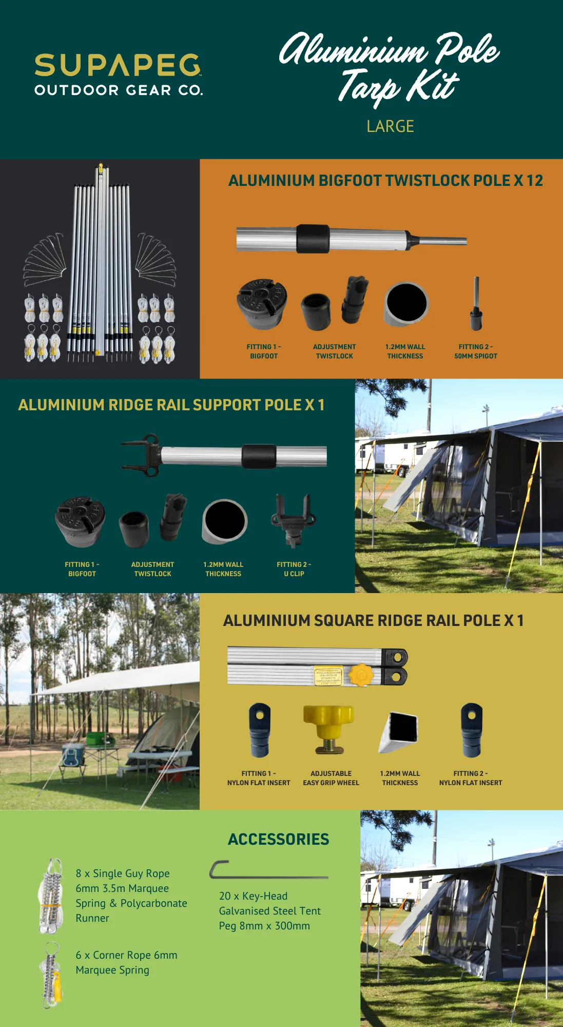 Aluminium Pole Tarp Kits