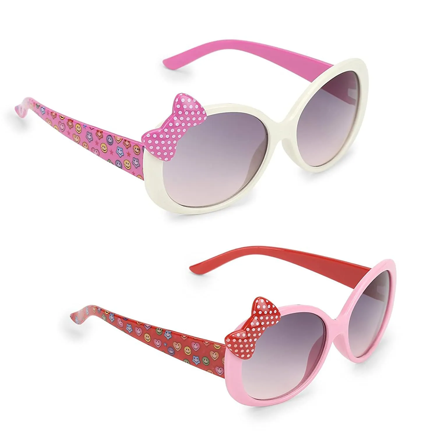 Amour UV Protected Cute bow design Combo for Kids (4 to 8 Years) Sunglasses - Pack of 2 (47G-WTPK-47B-PKRD)