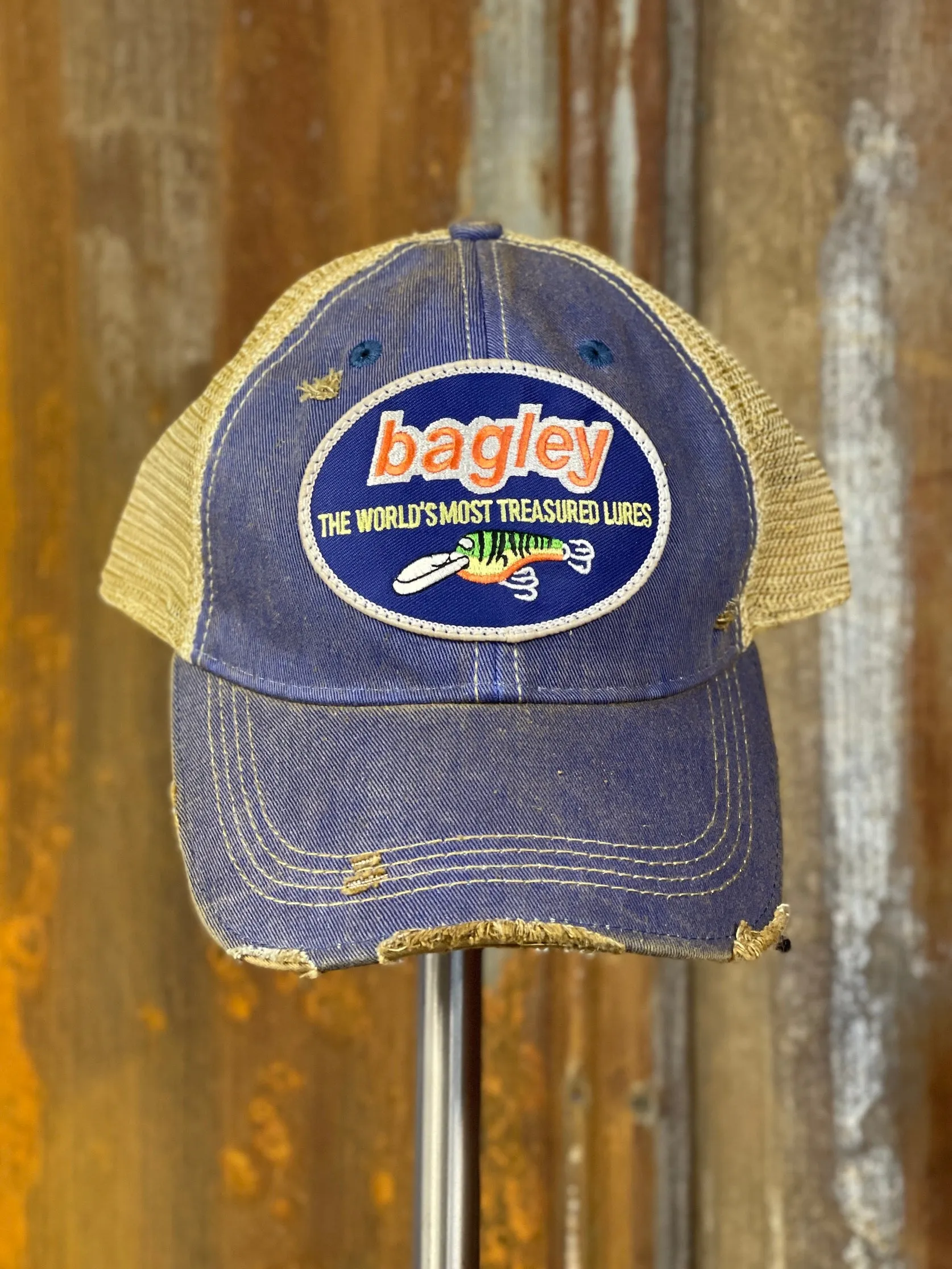 Bagley Fishing Lure Hat- Distressed Royal Blue Snapback