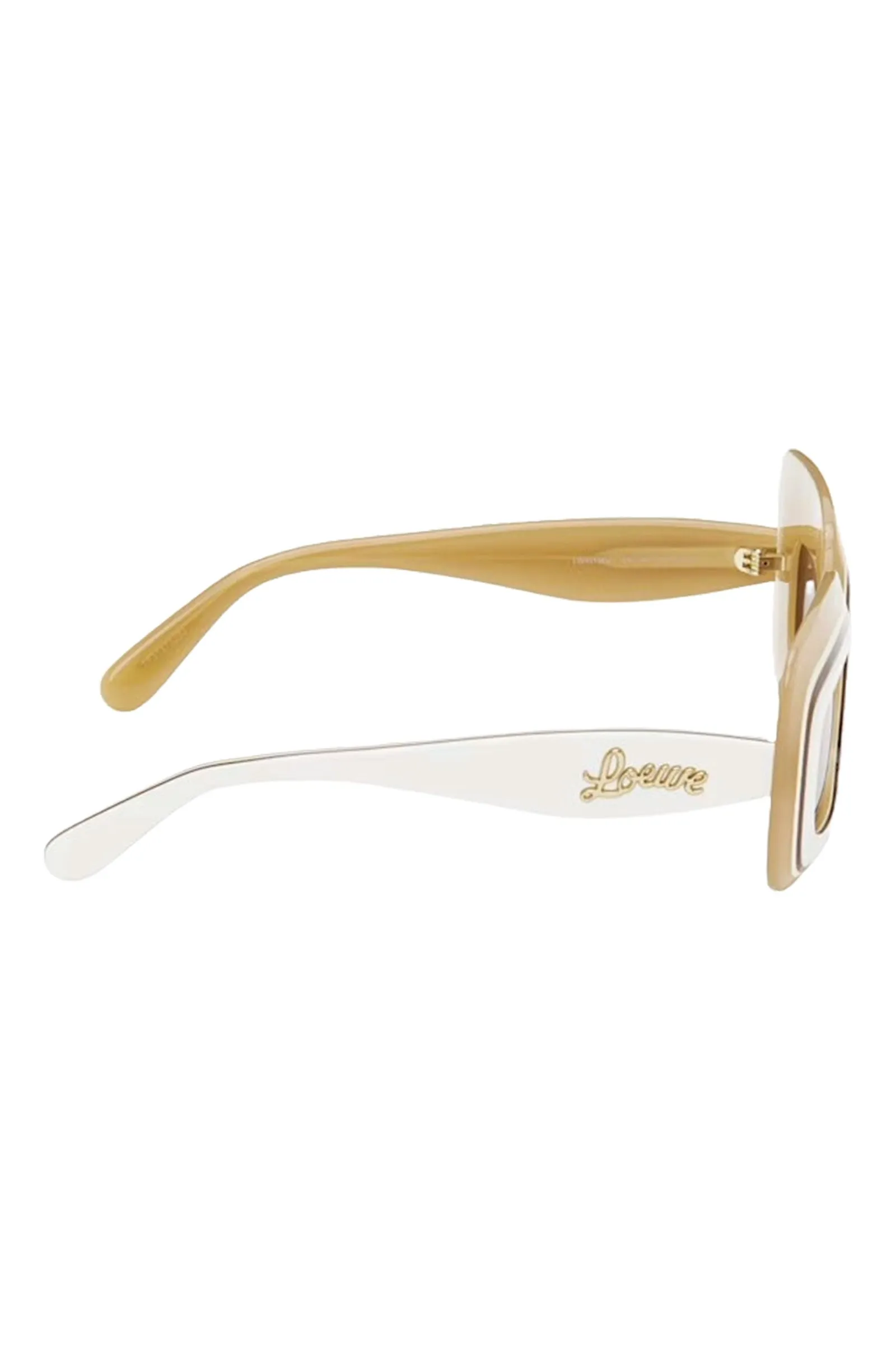 Beige & White Multilayer Rectangular Sunglasses