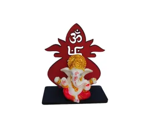 Best Diwali Gift Ganesha Idol with Om Symbol, Decorative Figurine, 20 cm, Red and White, Ganesh ji murti