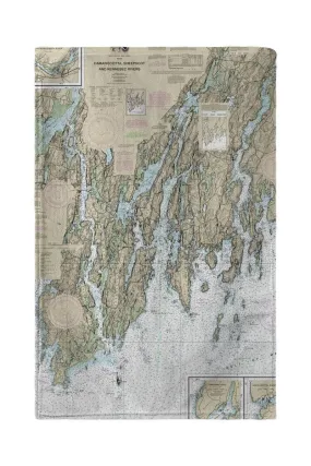 Betsy Drake KT13293BB Booth Bay, ME Nautical Map Kitchen Towel