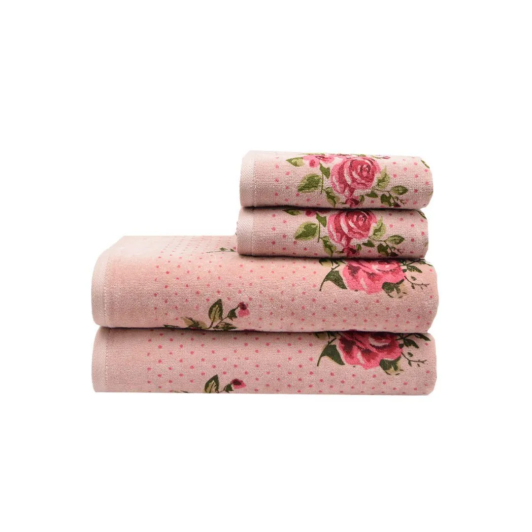 Blossom 450 GSM Cotton Towel Set of 4 | 100% Cotton, Super Soft and Absorbent