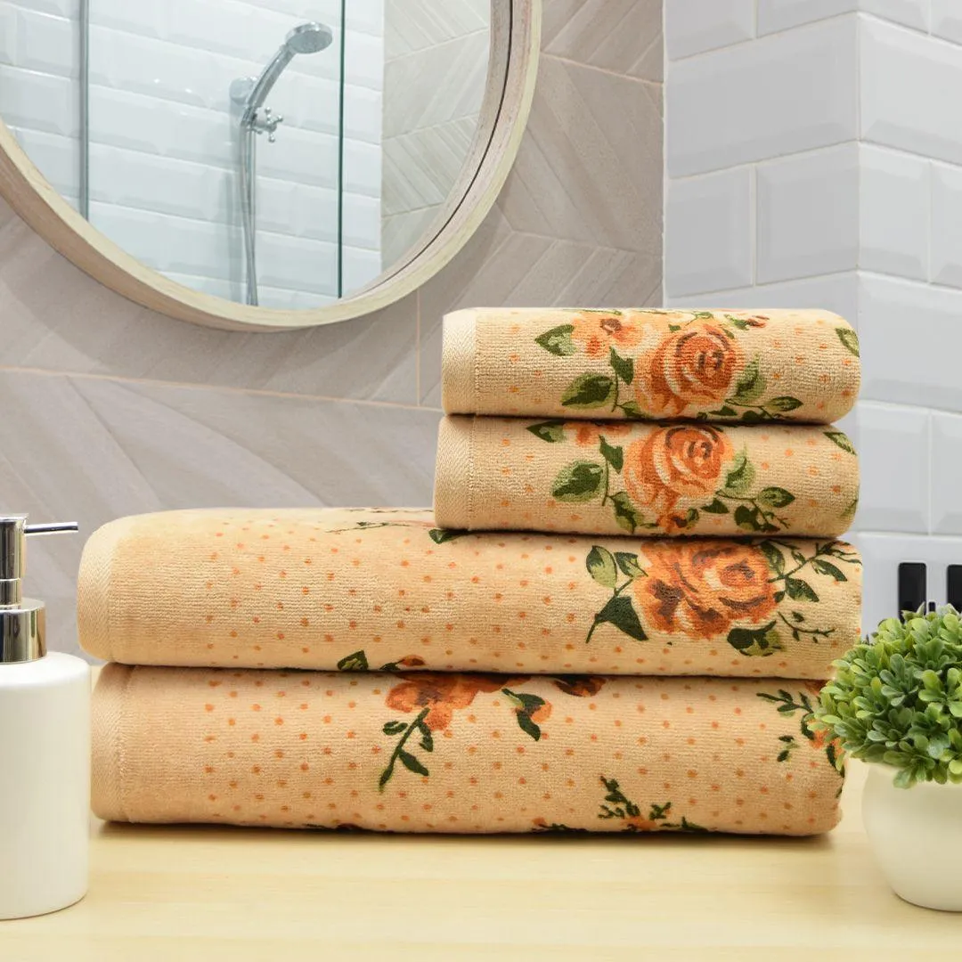 Blossom 450 GSM Cotton Towel Set of 4 | 100% Cotton, Super Soft and Absorbent