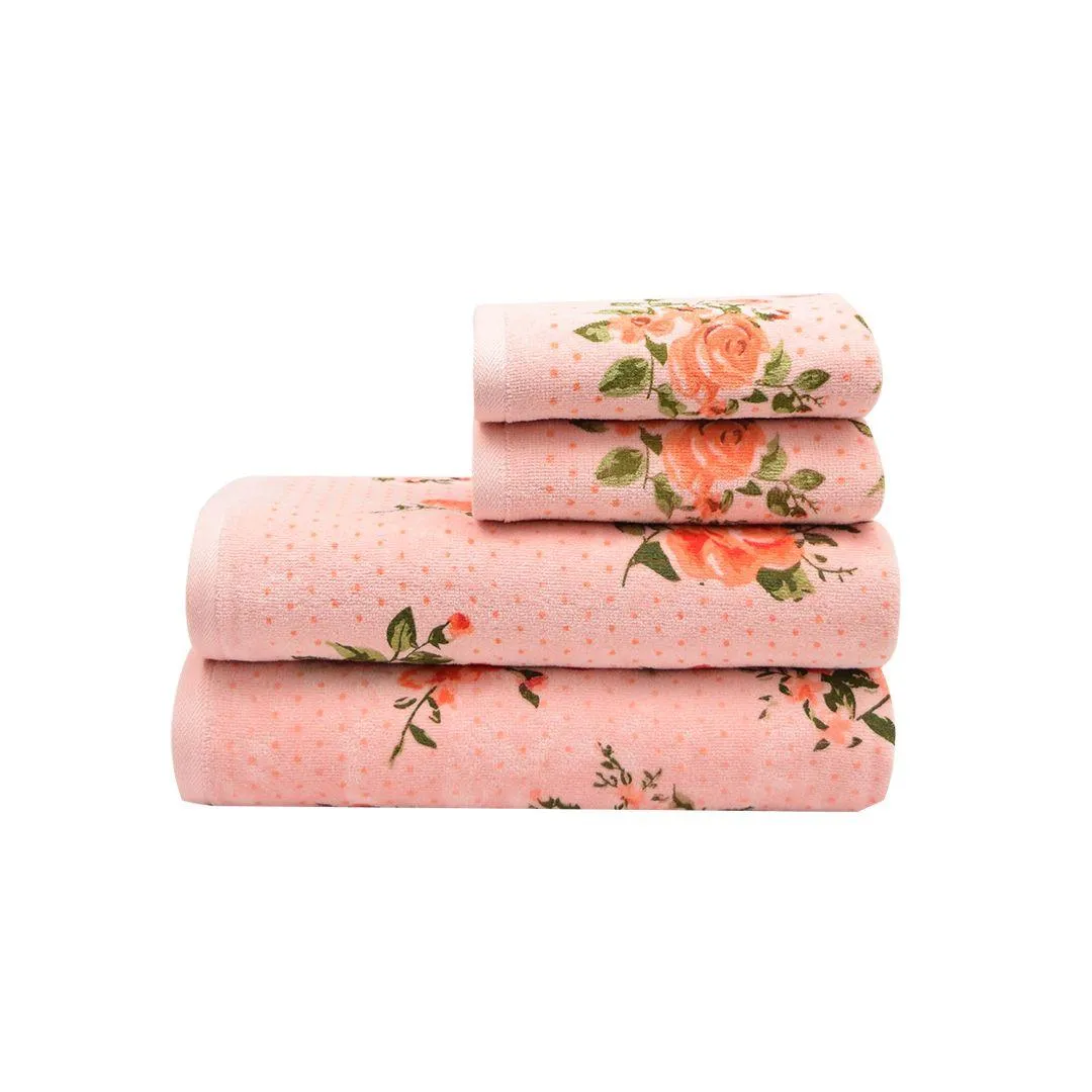 Blossom 450 GSM Cotton Towel Set of 4 | 100% Cotton, Super Soft and Absorbent