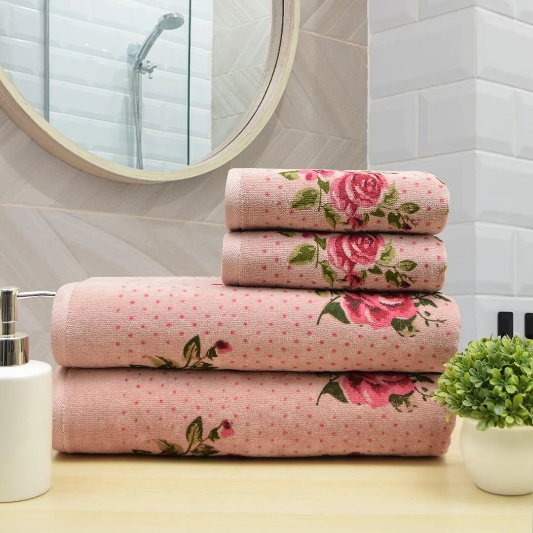 Blossom 450 GSM Cotton Towel Set of 4 | 100% Cotton, Super Soft and Absorbent