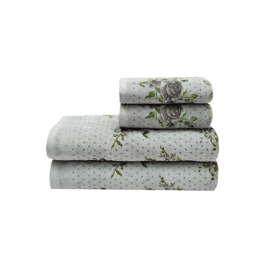 Blossom 450 GSM Cotton Towel Set of 4 | 100% Cotton, Super Soft and Absorbent