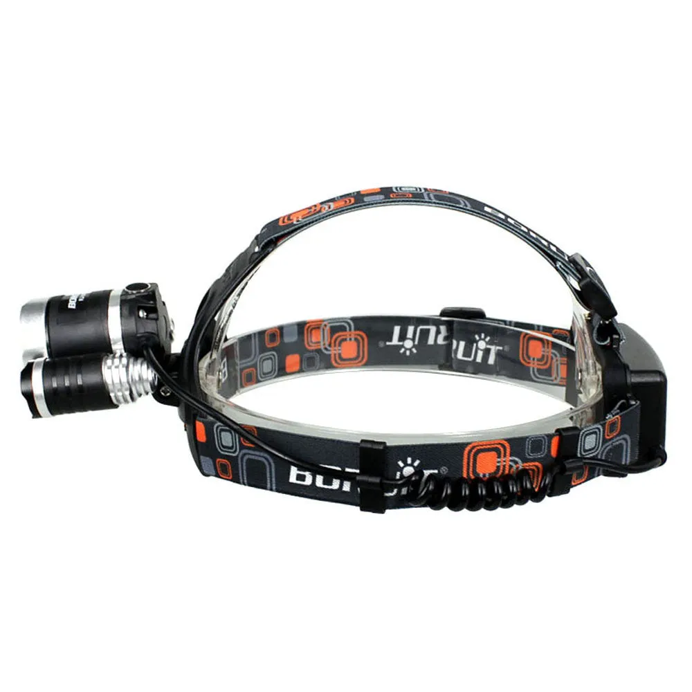 BORUIT RJ-3000 4 Modes 3xCree XM-L T6 4000 Lumens Rechargeable Headlamp(Black,2x18650)