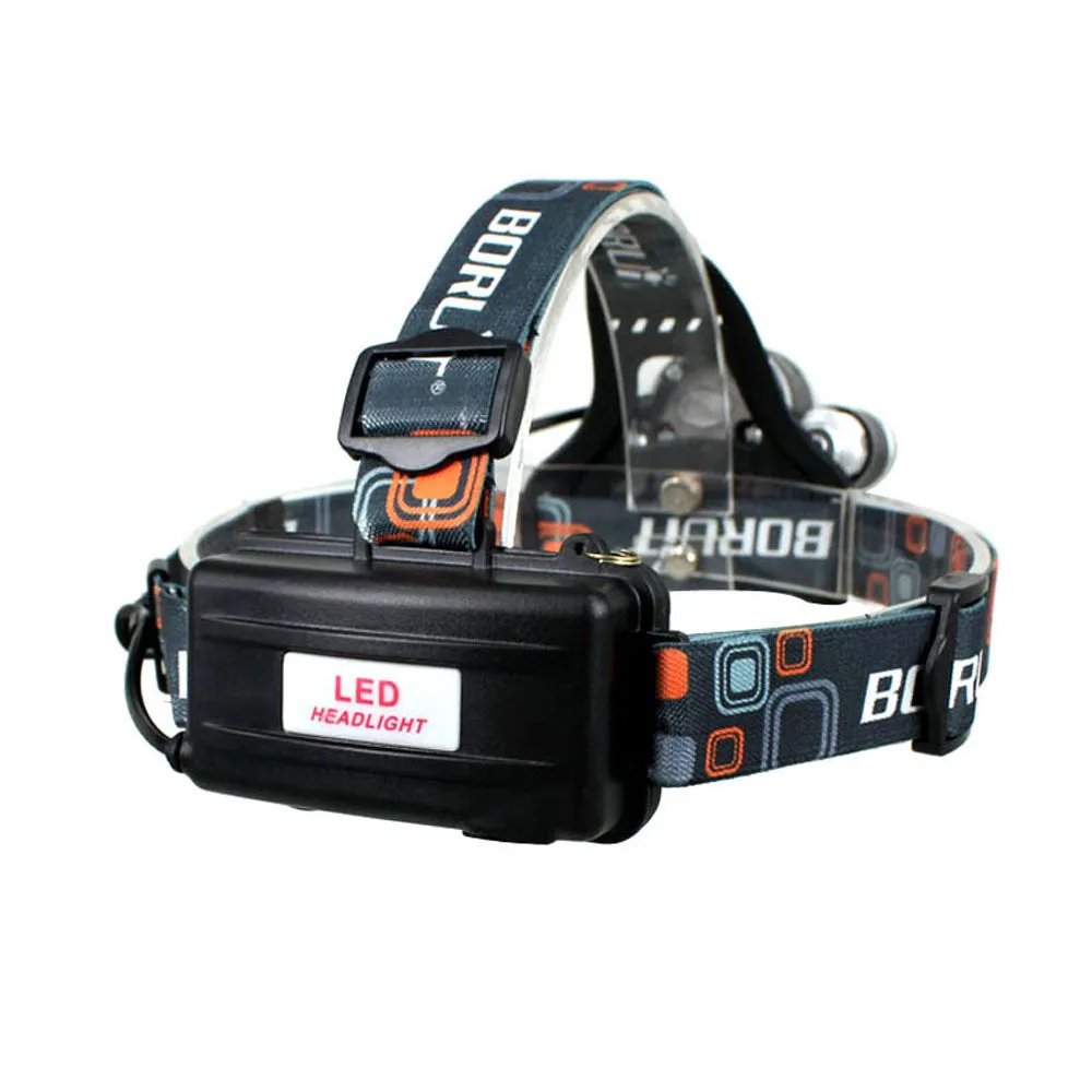 BORUIT RJ-3000 4 Modes 3xCree XM-L T6 4000 Lumens Rechargeable Headlamp(Black,2x18650)