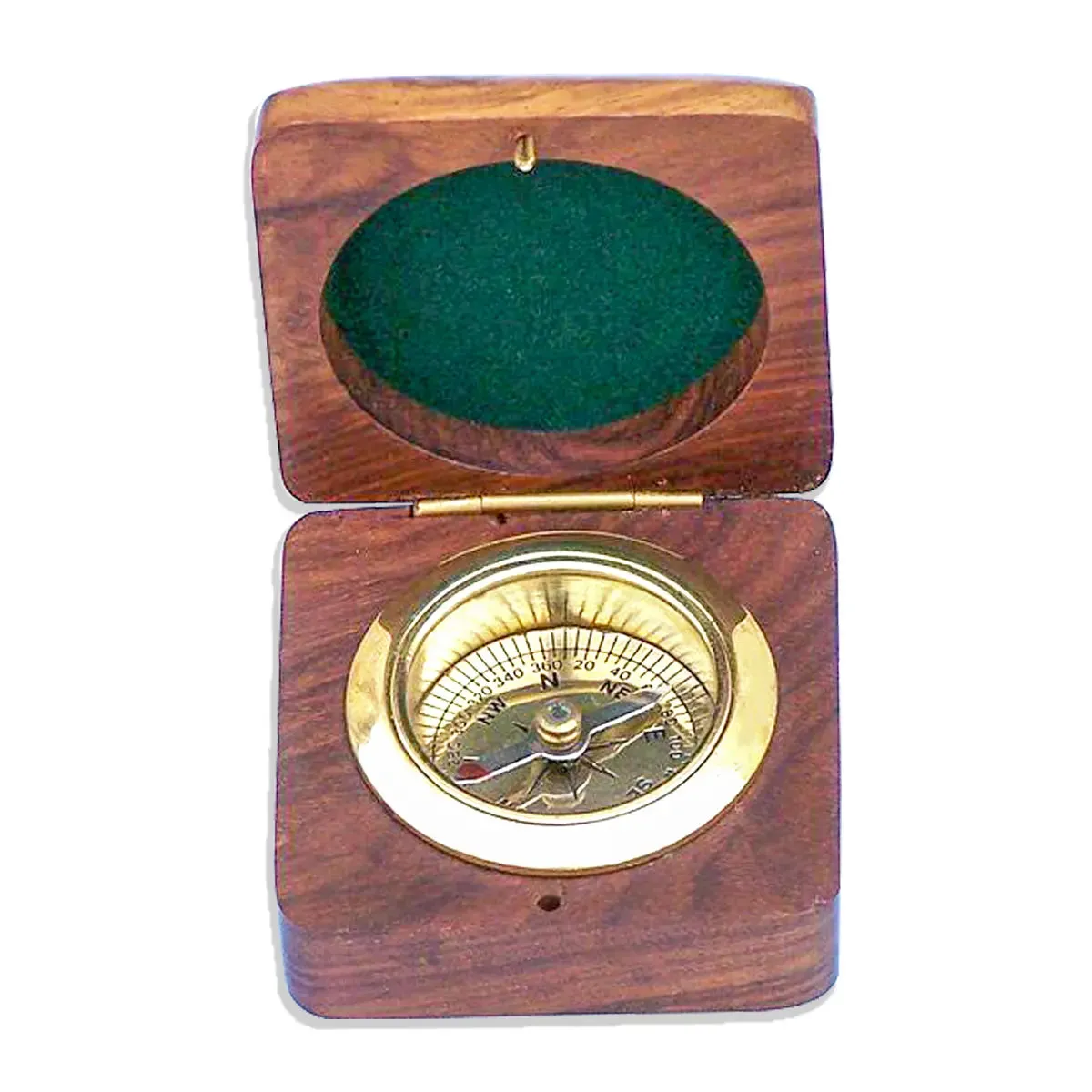 Brass Compass With Wooden Box BCW109