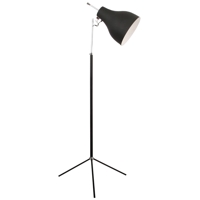 Bright Star Lighting SL005 BK Polished Chrome and Black Floor Lamp with Adjustable Arm and Swivel Head