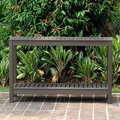 Cambridge Casual Westlake Solid Wood Console Table Indoor Outdoor Multifunctional Buffet Bar Storage Organizer, Dark Grey