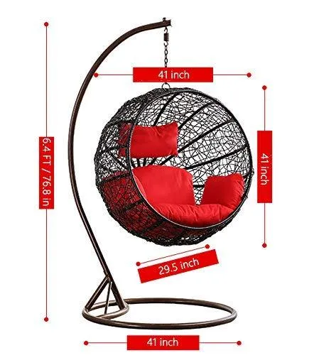 Carry Bird Big Boss Wicker Rattan Hanging Egg Chair Swing for Indoor Outdoor Patio Backyard, Comfortable Relaxing with Cushion and Stand (Standard Honey Swing, White)