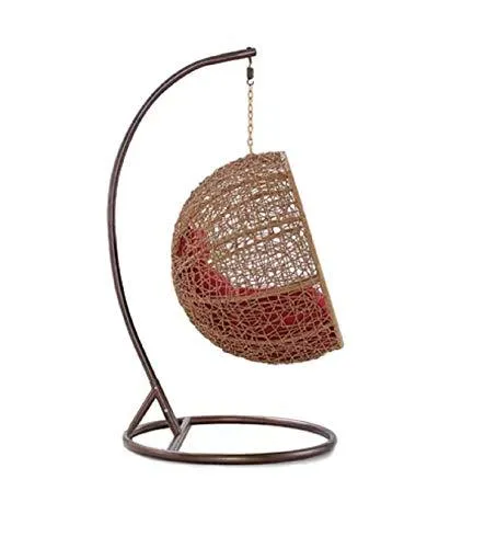 Carry Bird Big Boss Wicker Rattan Hanging Egg Chair Swing for Indoor Outdoor Patio Backyard, Comfortable Relaxing with Cushion and Stand (Standard Honey Swing, White)