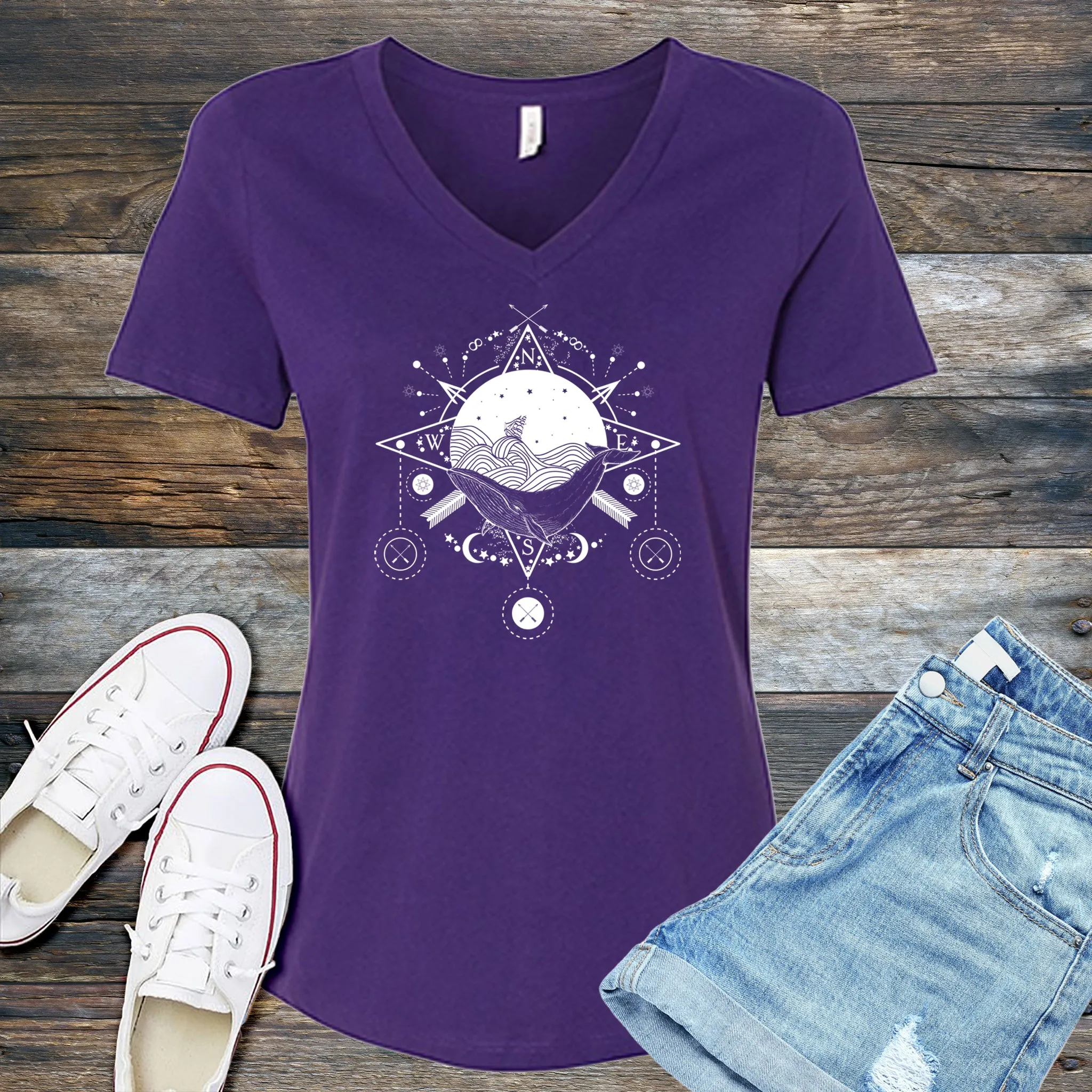 Celestial Ocean Compass V-Neck