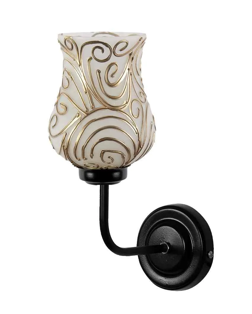 Charming Mosaic Glass Shade Wall Mounted Lamp With Iron Base | 9 x 4 x 13 inches