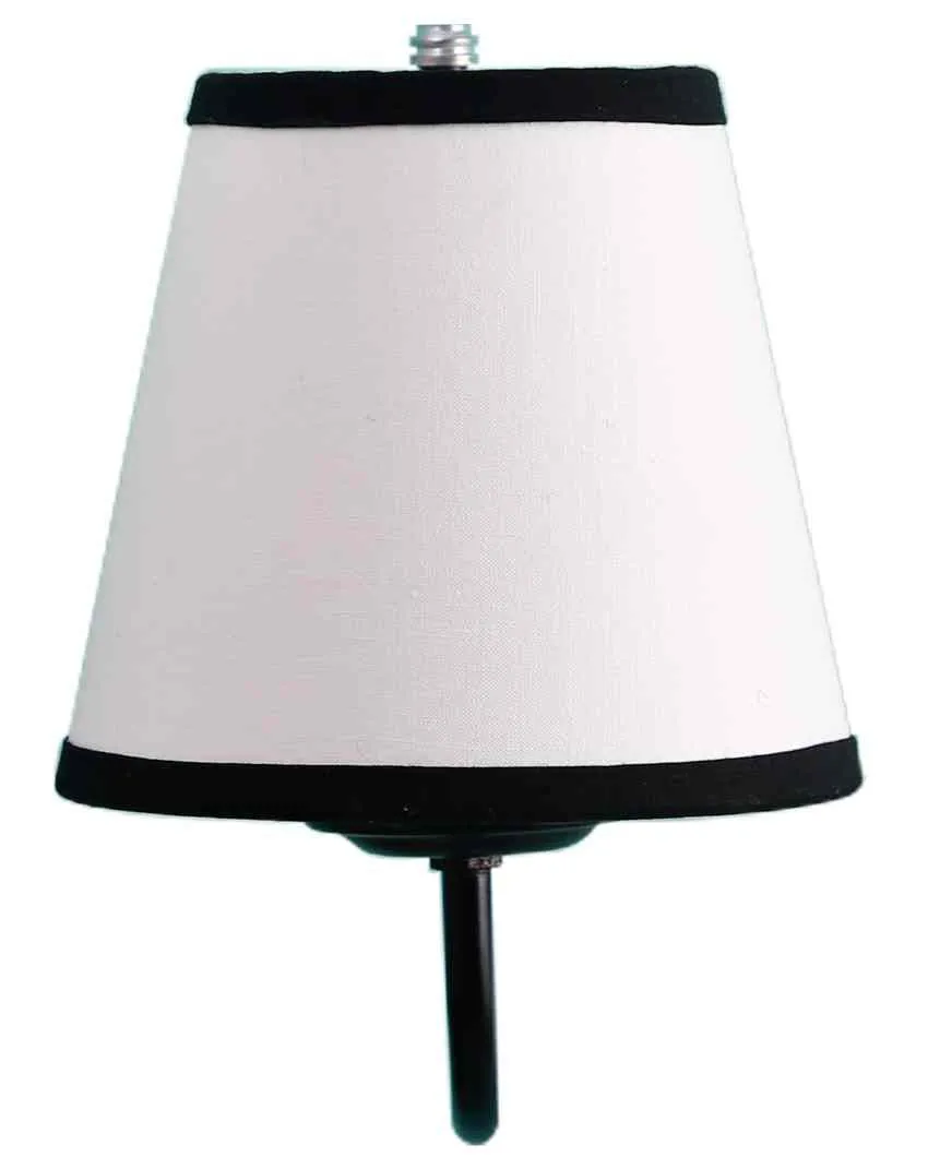 Chic Stylish White & Black Cotton Wall Mounted Lamp Iron Base | 6 x 8 inches