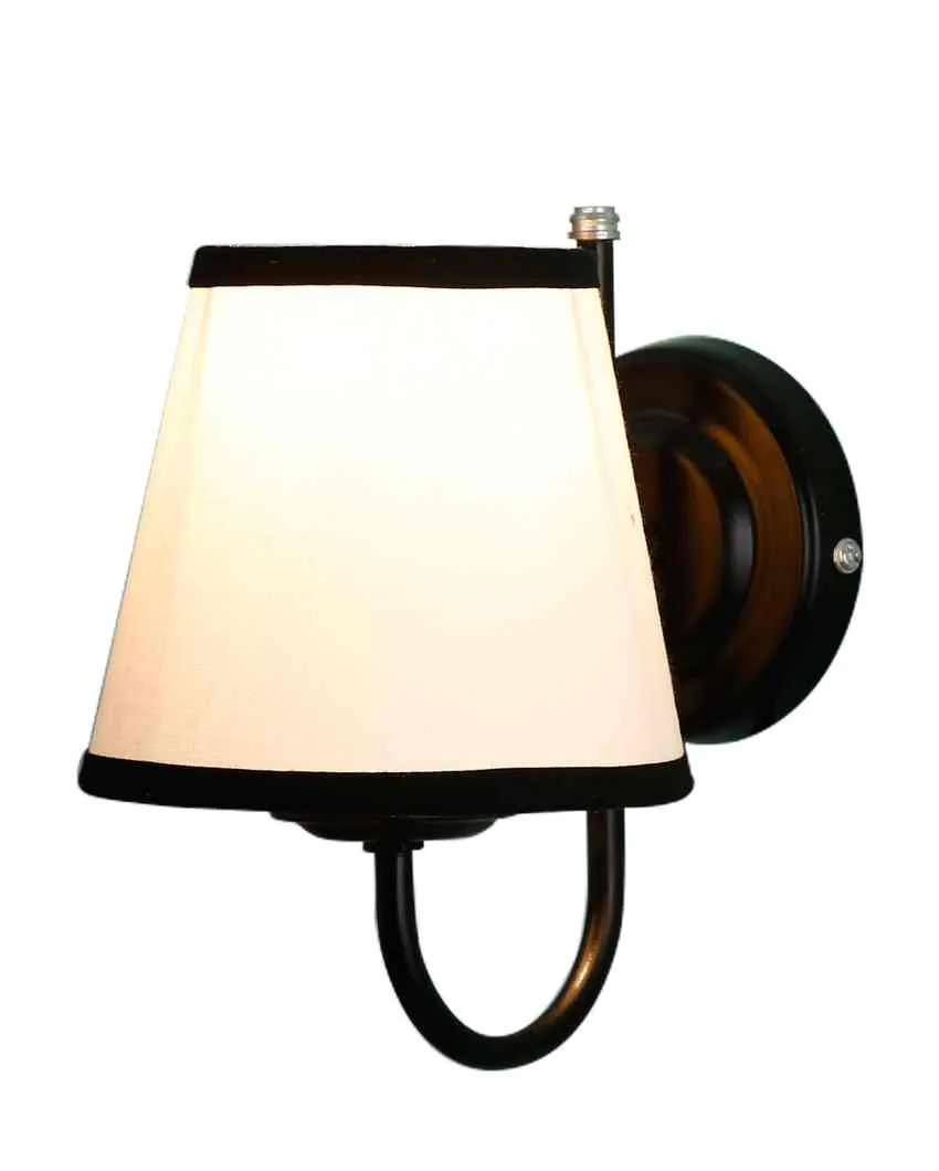 Chic Stylish White & Black Cotton Wall Mounted Lamp Iron Base | 6 x 8 inches