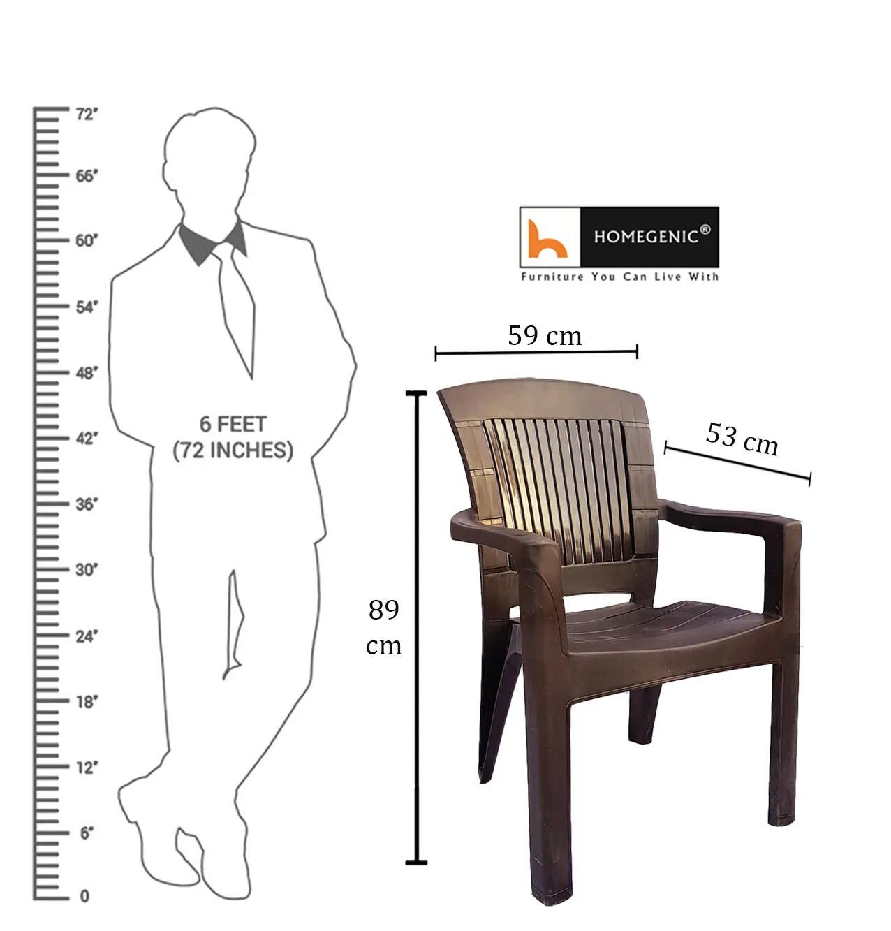 Choice Jaguar Plastic Chair (Weather Brown) Long Back Support