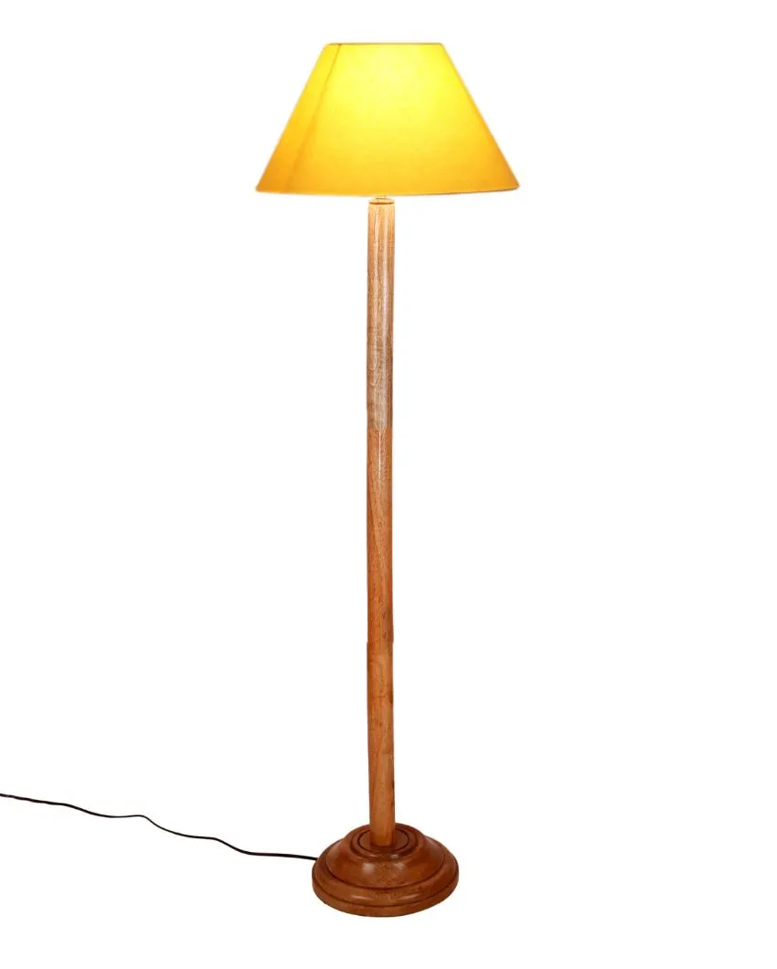 Classic Cotton Conical Shade Floor Lamp with Wooden Base | 14 x 59 Inches