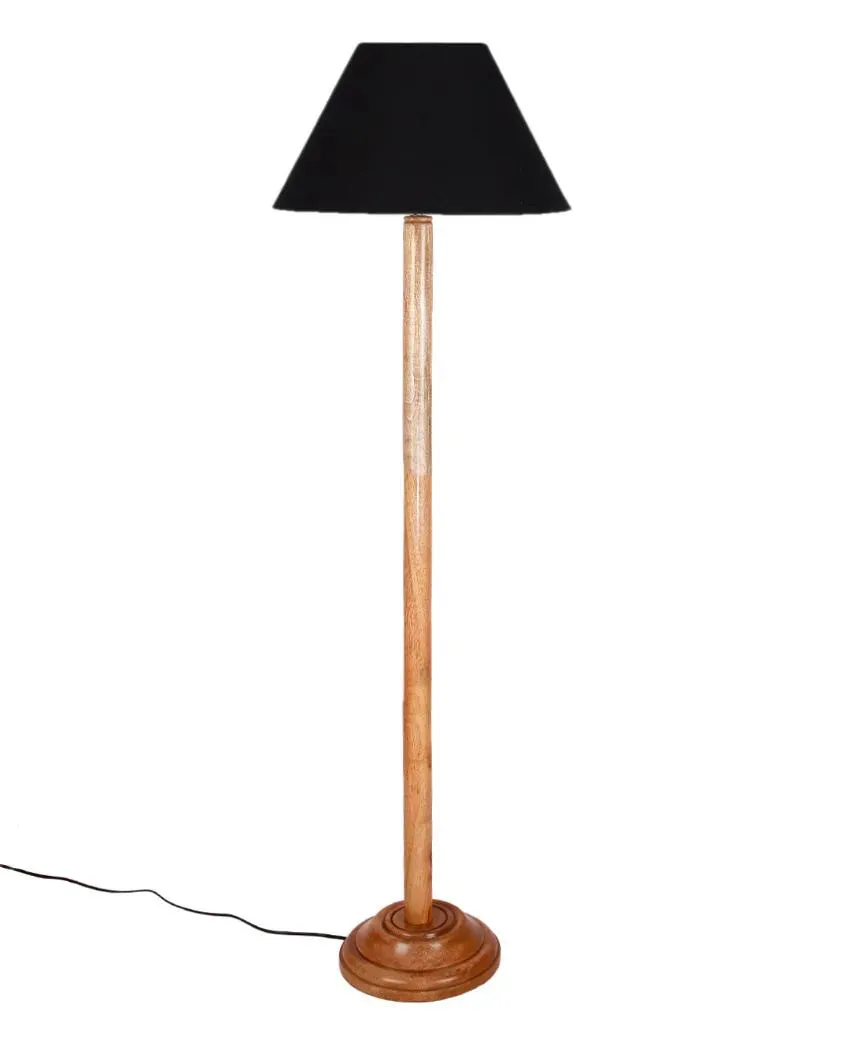 Classic Cotton Conical Shade Floor Lamp with Wooden Base | 14 x 59 Inches