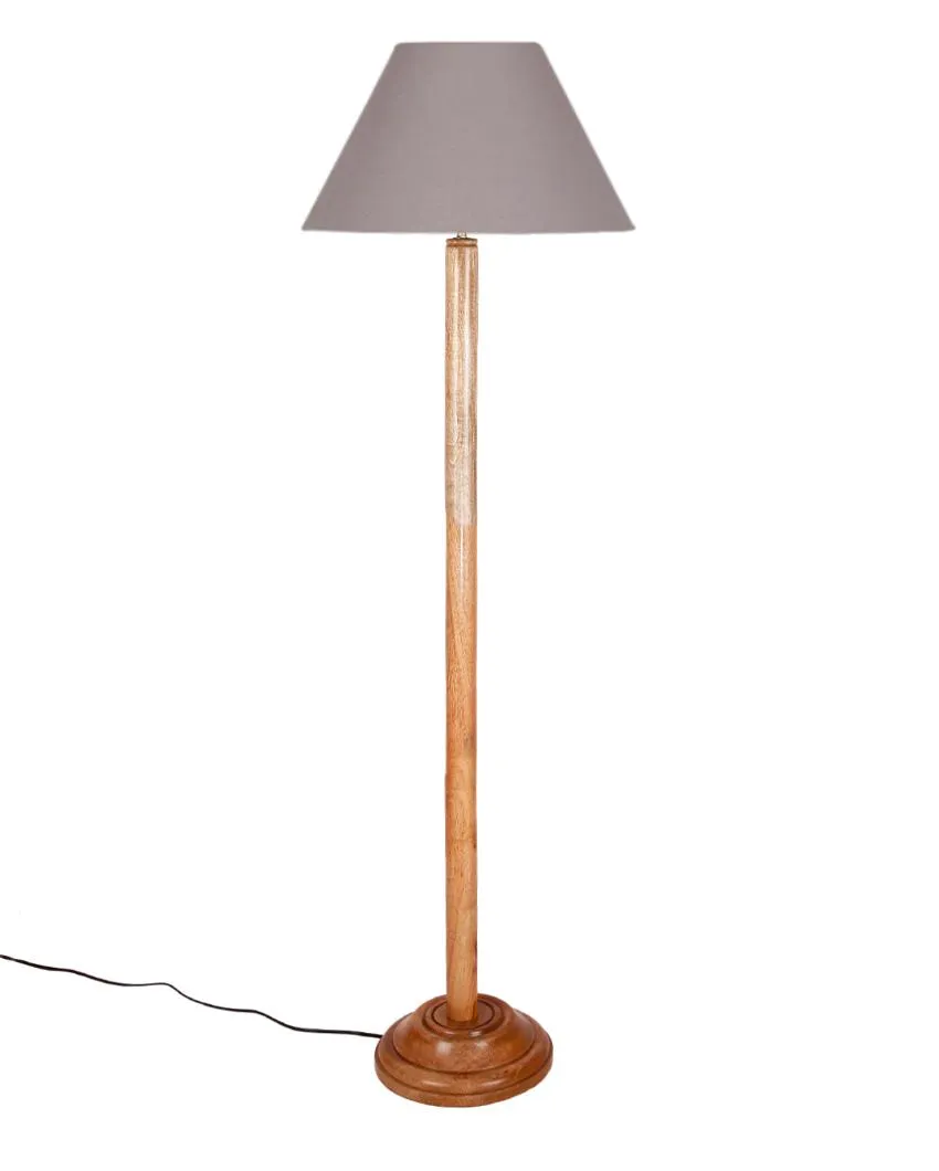 Classic Cotton Conical Shade Floor Lamp with Wooden Base | 14 x 59 Inches