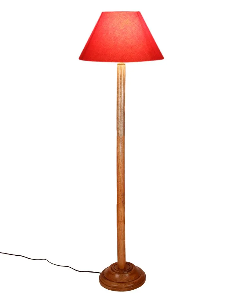 Classic Cotton Conical Shade Floor Lamp with Wooden Base | 14 x 59 Inches