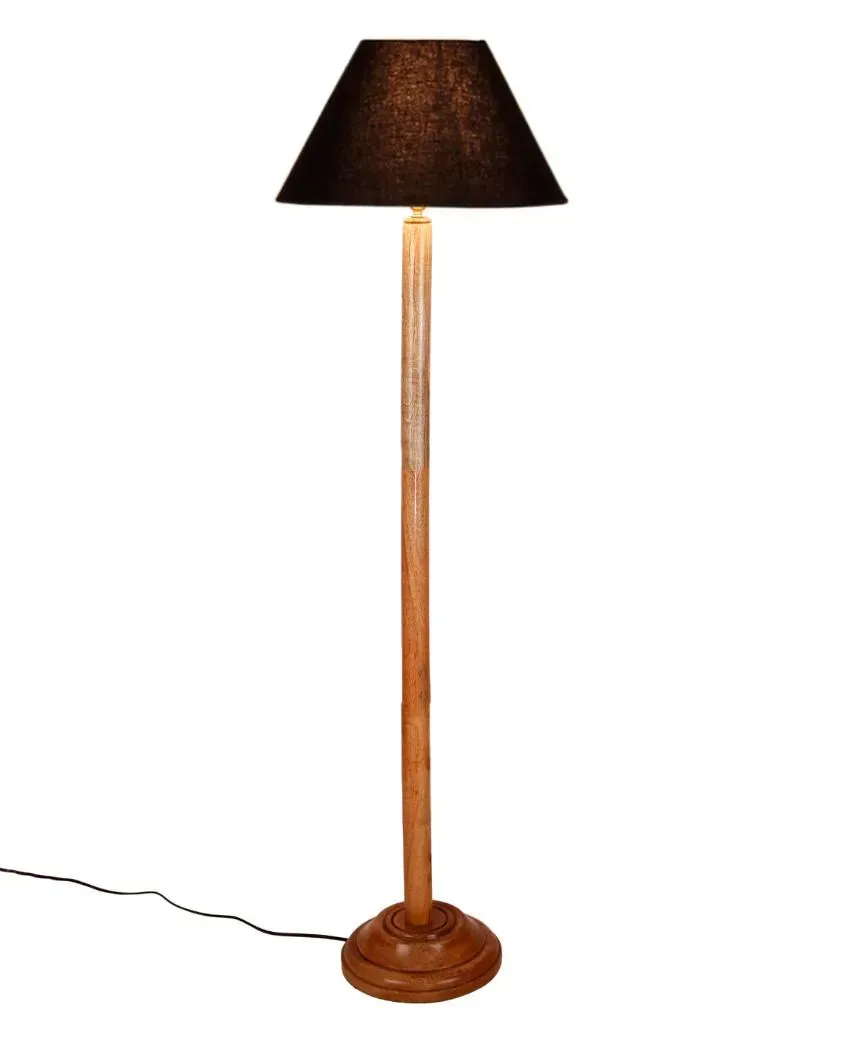 Classic Cotton Conical Shade Floor Lamp with Wooden Base | 14 x 59 Inches