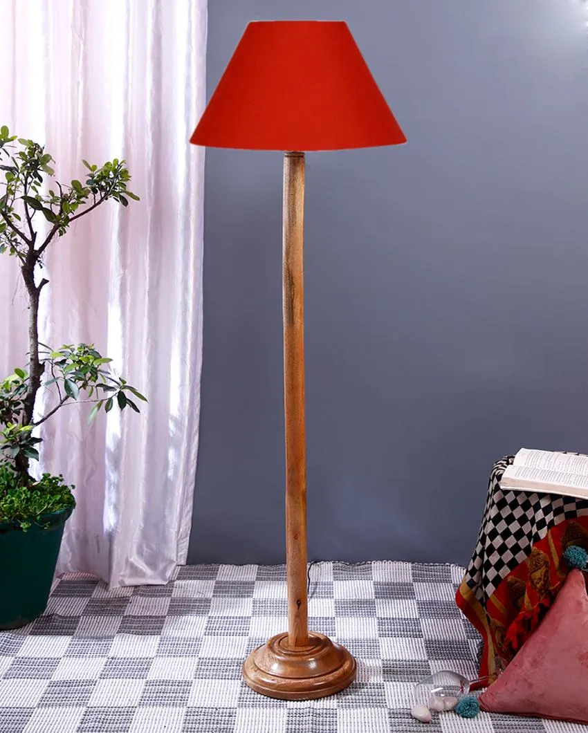 Classic Cotton Conical Shade Floor Lamp with Wooden Base | 14 x 59 Inches