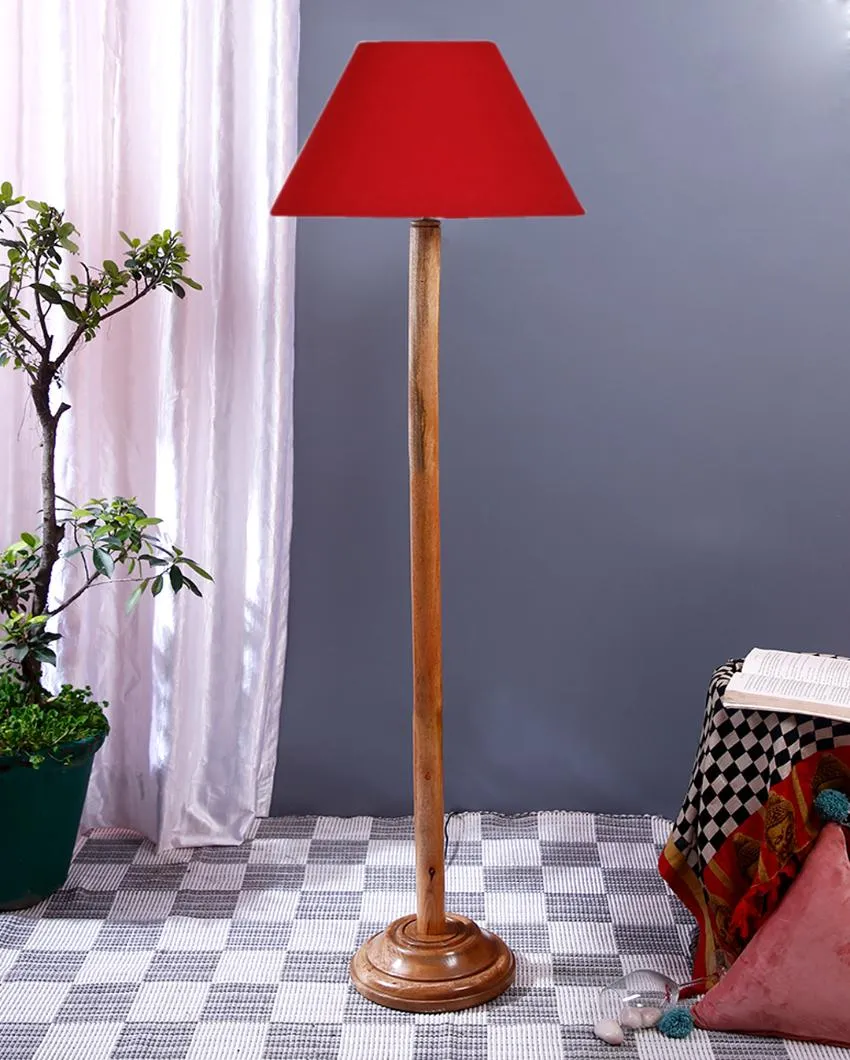 Classic Cotton Conical Shade Floor Lamp with Wooden Base | 14 x 59 Inches