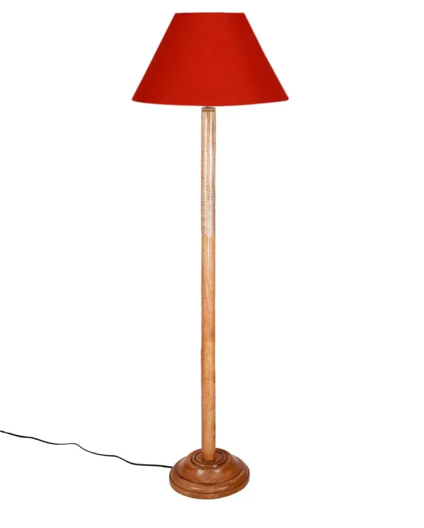 Classic Cotton Conical Shade Floor Lamp with Wooden Base | 14 x 59 Inches