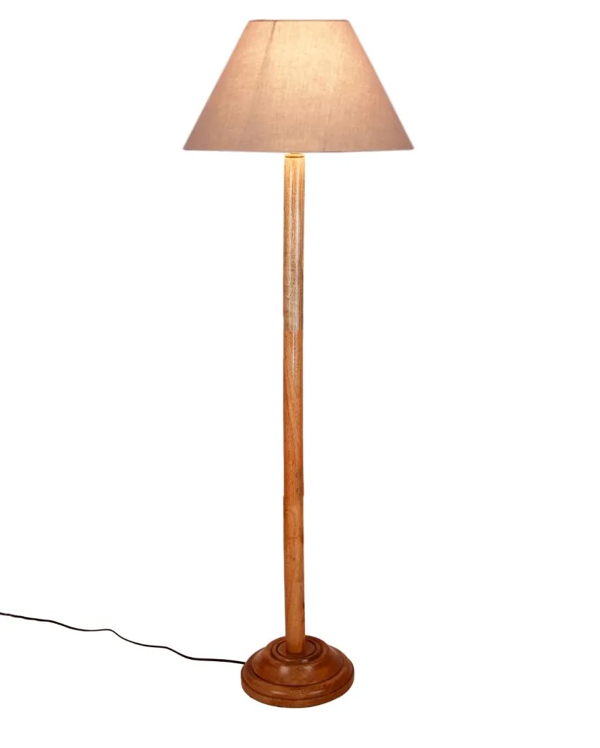 Classic Cotton Conical Shade Floor Lamp with Wooden Base | 14 x 59 Inches