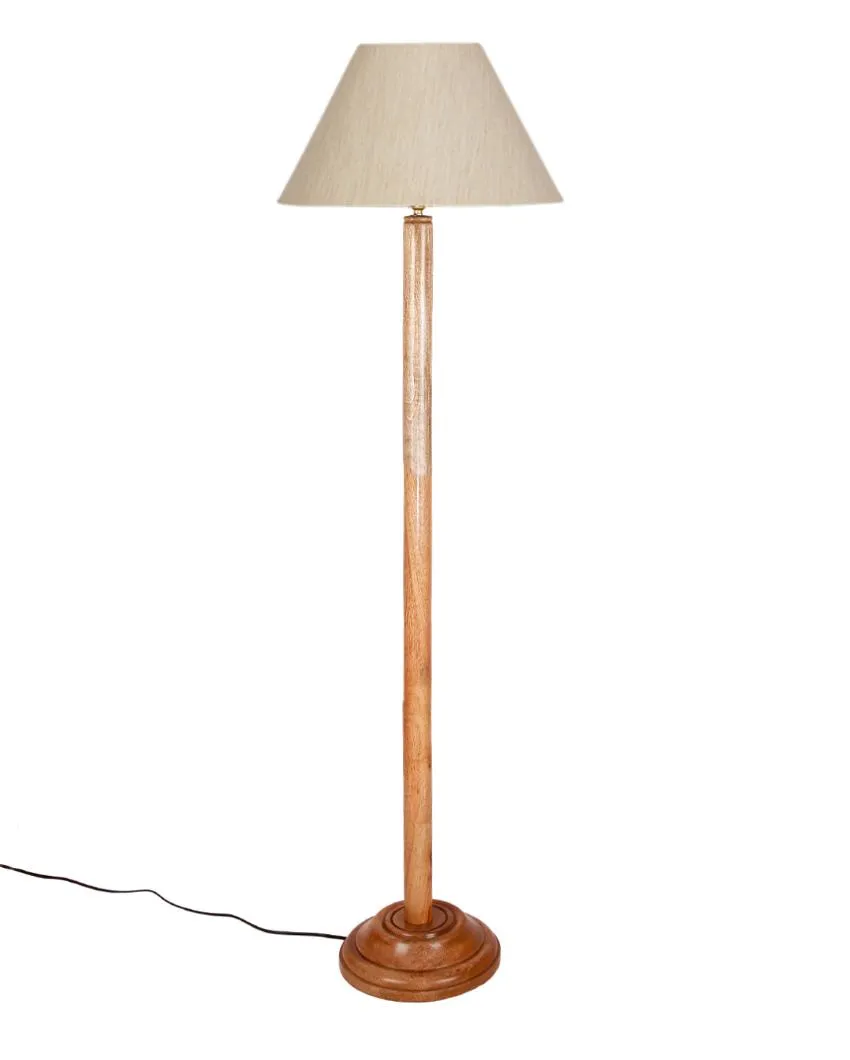 Classic Cotton Conical Shade Floor Lamp with Wooden Base | 14 x 59 Inches