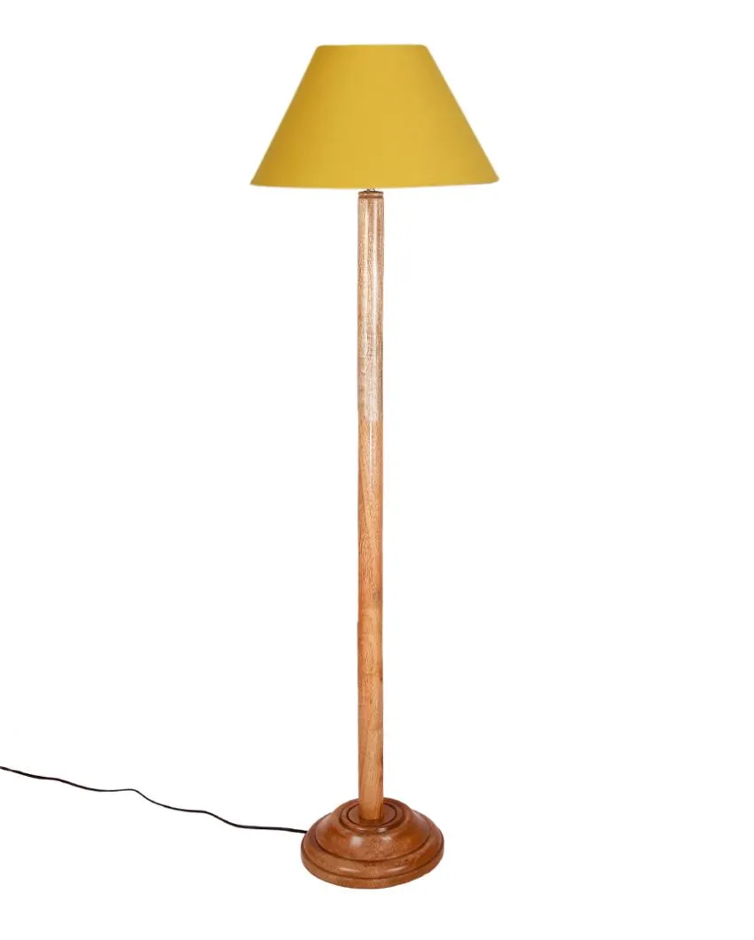 Classic Cotton Conical Shade Floor Lamp with Wooden Base | 14 x 59 Inches