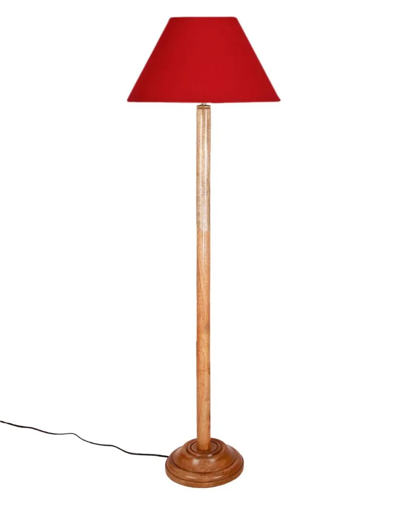 Classic Cotton Conical Shade Floor Lamp with Wooden Base | 14 x 59 Inches