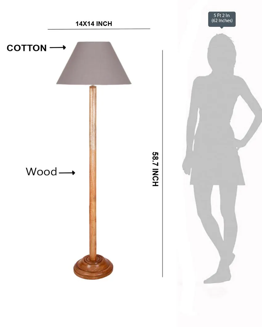 Classic Cotton Conical Shade Floor Lamp with Wooden Base | 14 x 59 Inches