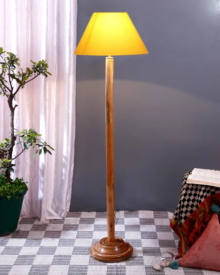 Classic Cotton Conical Shade Floor Lamp with Wooden Base | 14 x 59 Inches